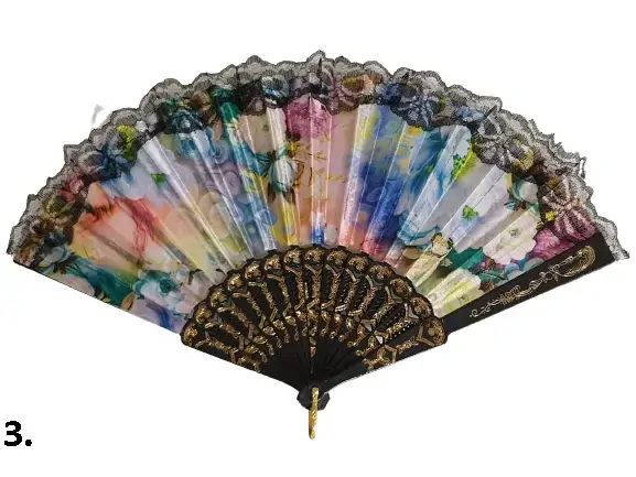 Látkový vějíř s motivem květin - č.2